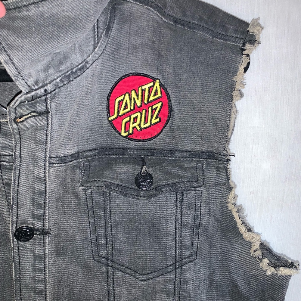 Santa Cruz Denim Vest Dark Wash Gray Large